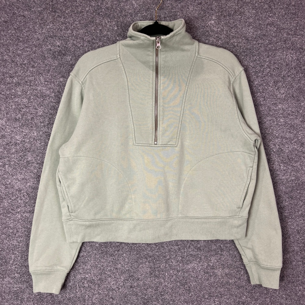 Everlane Quarter Zip Sweatshirt Organic‎ Cotton Light Sage Green XS